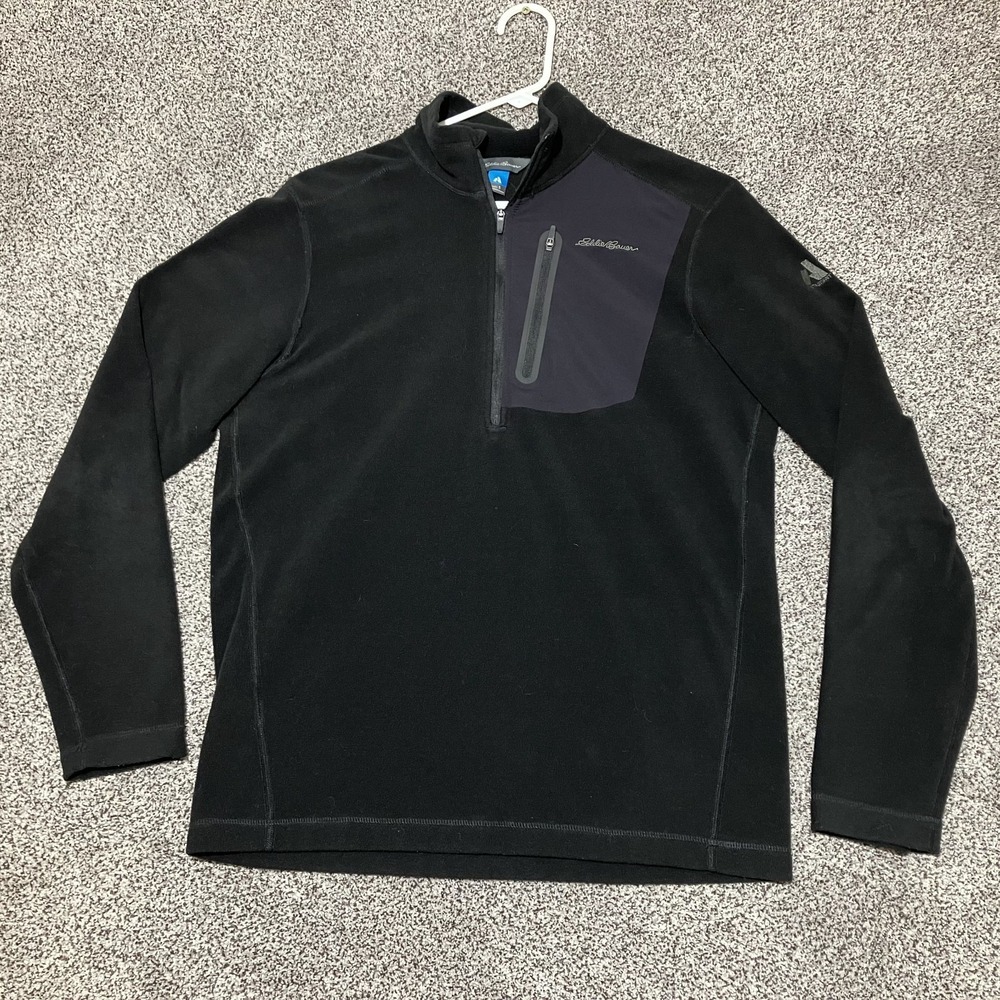 Eddie‎ Bauer First Ascent Jacket Mens Small Fleece Black Half Zip Light Outdoors